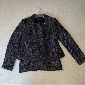 Ann Taylor Black & Purple Tweed 2 Piece Skirt Suit size 10 blazer, 8 skirt